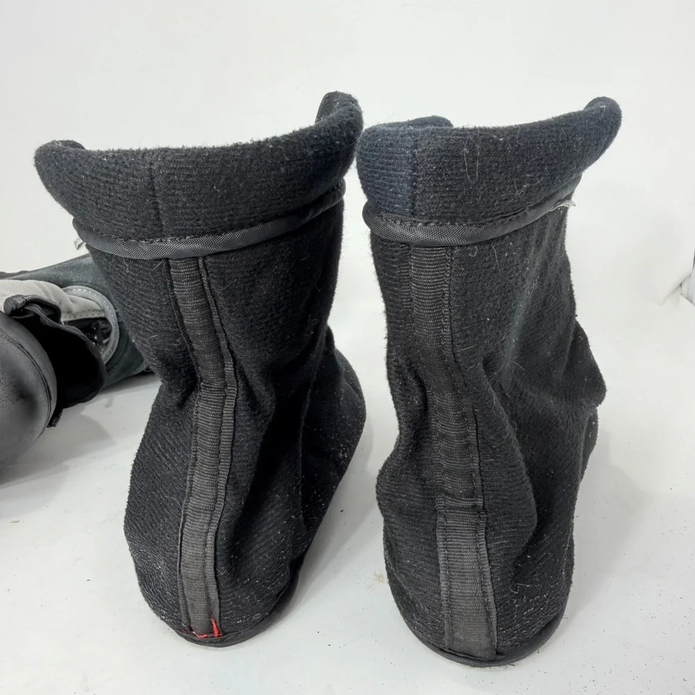 Itasca Kids Grey Black Leather Zip Front Snow Boots 806840 Size 3